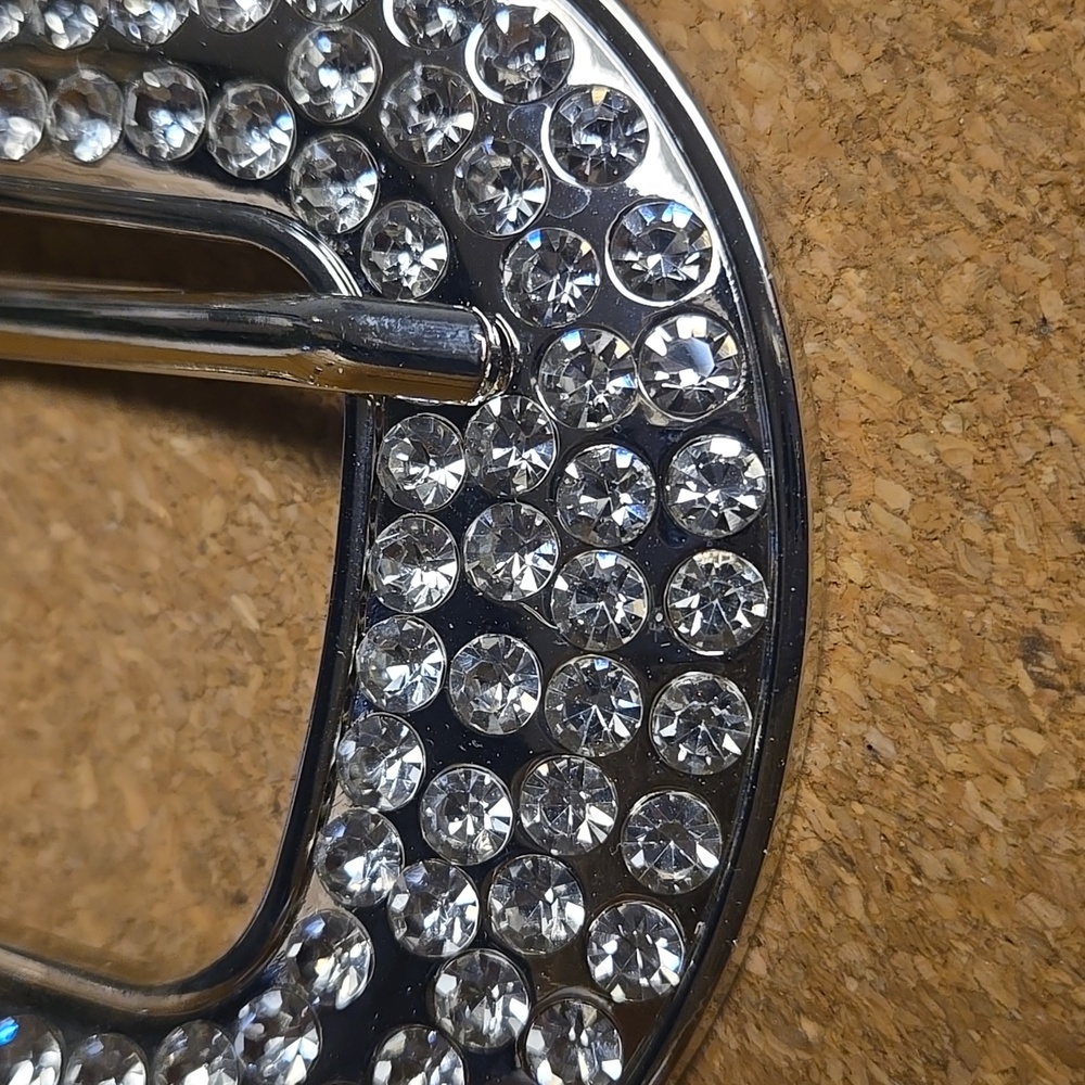 Silver Rhinestone Belt Buckle - Picture 3 of 3